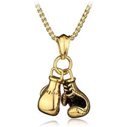 URDEAR Boxing Gloves Pendant Necklace Punk Gorgeous Charm Pendant Necklace Boxing Jewelry Gift for Men Women, 23 inches Chain