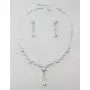 Faship Gorgeous CZ Crystal Freshwater Pearls Floral Necklace Earrings Set Faship Gorgeous CZ Crystal Freshwater Pearls Floral Necklace Earrings Set