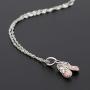 GemsChest 925 Sterling Silver Childrens Ballerina Necklace Jewelry Cubic Zirconia Ballet Slippers Shoes Necklace for Teen & Dancer 18''