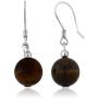 Gem Stone King 10mm Tiger Eye Brown Color Cross Cut Bead Necklace Bracelet and Earrings Set