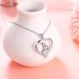 925 Sterling Silver Animal Jewelry Sea Otter Heart Pendant Necklace for Women