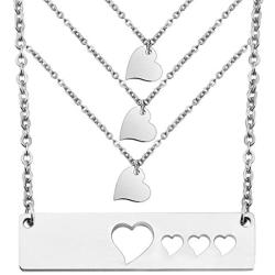 Mother Daughter Necklace Set Heart Bar Necklace Set Mommy Daughter Jewelry Gift for Mom Grandma