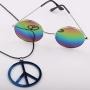 BOMAIL Hippie Dressing Accessory Set Hippie Glasses and Peace Sign Necklace