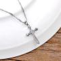 Charms Cross Pendant Necklace with Cubic Zirconia, Platinum Plated Stainless Steel Christian Jewelry for Women ZY061