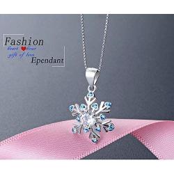 SUNCHIO Necklace for Women, 925 Sterling Silver Cubic Zirconia Diamond Snowflake Pendant Women Necklace，Gift for Women Anniversary