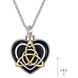 LUHE Urn Necklaces for Ashes 925 Sterling Silver Heartbeat Urn Necklace, Cremation Keepsake Faith Hope Love Necklace, Memorial Ruth Bader Ginsburg Necklace