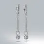 Sterling Silver Bar Stud Earrings Chain Dangle Thread Drop Cool Simple Round Cubic Zirconia for Valentines Anniversary Birthday Gifts Jewelry for Girl Teen Women Mom