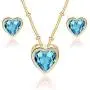 Swarovski Crystal Heart Pendant Necklace Earrings for Women 14K Gold Plated Hypoallergenic Jewelry Set Swarovski Crystal Heart Pendant Necklace Earrings for Women 14K Gold Plated Hypoallergenic Jewelry Set