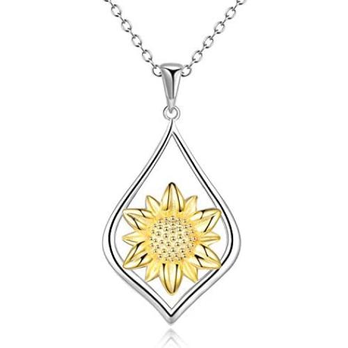 WINNICACA s925 Sterling Silver（Hummingbird&Lotus&Sunflower& Rose& Daisy&Bee&Tree of Life） Pendant Necklace Jewelry for Women Teens Birthday Gift