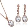 A+O Elegant Teardrop Cubic Zirconia Crystal Earrings in Silver, Gold, Rose Gold