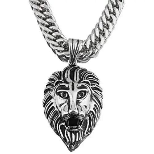 TIASRI Heavy Mens Lion Pendant 100% Stainless Steel Jewelry High Polishing Cuban Miami Link Chain Big Lion Pendant TIASRI Heavy Mens Lion Pendant 100% Stainless Steel Jewelry High Polishing Cuban Miami Link Chain Big Lion Pendant