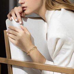 Gold Bracelets for Women - Lane Woods 14k Gold Plated Chunky Thick Large Link Chain Bracelet