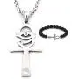 GUNGNEER Coptic Ancient Egyptian Talisman Amulet Ankh Cross Pendant Eye of Horus Necklace Stainless Steel Jewelry GUNGNEER Coptic Ancient Egyptian Talisman Amulet Ankh Cross Pendant Eye of Horus Necklace Stainless Steel Jewelry