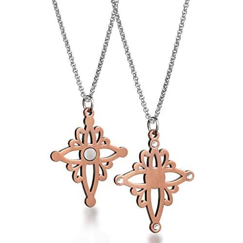 VITEROU Designed Magnetic Pure Copper Therapy Cross Pendant Therapy Necklace with Crystal Pain Relief for Neck Arthritis Migraine Headaches Shoulders and Back,3500 Gauss