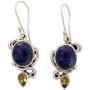 NOVICA Lapis Lazuli and Citrine Dangle Earrings in 925 Sterling Silver Settings Royal Charm