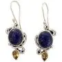 NOVICA Lapis Lazuli and Citrine Dangle Earrings in 925 Sterling Silver Settings Royal Charm NOVICA Lapis Lazuli and Citrine Dangle Earrings in 925 Sterling Silver Settings Royal Charm