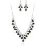 SP Sophia Collection Fancy Bridal Jewelry Teardrop Necklace with Halo Stud Post Dangle Earrings Set