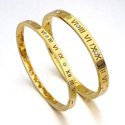 Fashion Classic Stainless Steel Roman Numeral Bangle Bracelet for Women Jewelry，Rose gold color ,Gold color，Silver color, 4.5mm Width