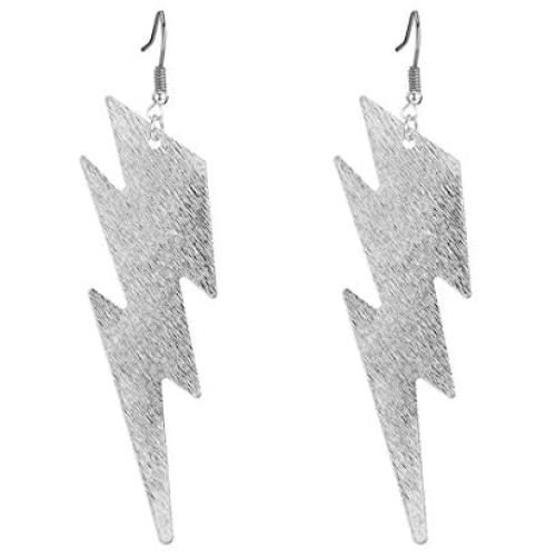 Delicate Filigree Frosted Dangle Lightning Bolt Drop Hook Earrings Alloy Punk Women Party Jewelry