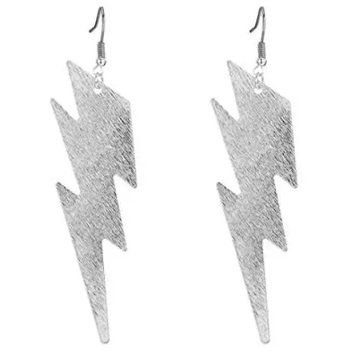 Delicate Filigree Frosted Dangle Lightning Bolt Drop Hook Earrings Alloy Punk Women Party Jewelry Delicate Filigree Frosted Dangle Lightning Bolt Drop Hook Earrings Alloy Punk Women Party Jewelry