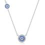 TONGZHE Round Blue Evil Eyes Pendant Necklace in Sterling Silver 925 CZ Adjustable 16''/17''/18'' Cable Chain