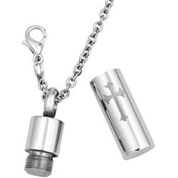 Jesse Ortega Cylinder Cremation Jewelry Memorial Urn Necklace for Ashes Keepsake for Your Loved One Cross Infinity Necklace