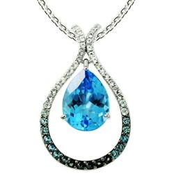 RB Gems Sterling Silver 925 Pendant Necklace GENUINE GEMS Pear Shape 16x12 mm, 18” Long, RHODIUM-PLATED
