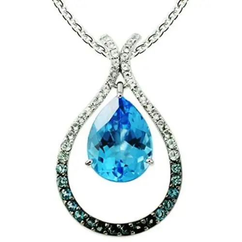 RB Gems Sterling Silver 925 Pendant Necklace GENUINE GEMS Pear Shape 16x12 mm, 18” Long, RHODIUM-PLATED RB Gems Sterling Silver 925 Pendant Necklace GENUINE GEMS Pear Shape 16x12 mm, 18” Long, RHODIUM-PLATED