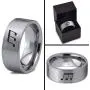Triplet Beam Note Music Ring - Tungsten Band 8mm - Men - Women - 18k Rose Gold Step Bevel Edge - Yellow - Grey - Blue - Black - Brushed - Polished - Wedding - Gift Dome Flat Triplet Beam Note Music Ring - Tungsten Band 8mm - Men - Women - 18k Rose Gold Step Bevel Edge - Yellow - Grey - Blue - Black - Brushed - Polished - Wedding - Gift Dome Flat
