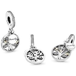 Romántico Amor Tree of Life Family Dangle Beads Silver Fit Pandora Charm Bracelet&Necklace