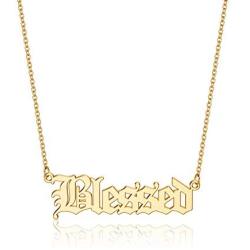 Hidepoo Custom Name Necklace Personalized, 14K Gold Plated Old English Customized Nameplate Necklace Personalized Initial Name Necklace Custom Jewelry Gifts for Women Gothic Font Style