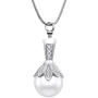 Shiny Pear Cremation Necklace Memorial Jewelry for Ashes Crystal Flower Stainless Steel Keepsake Jewelry Cremation Necklace for Ashes