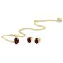 Sterling Silver Genuine, Created or Simulated Gemstone Oval Solitaire Necklace & Stud Earrings Set