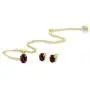 Sterling Silver Genuine, Created or Simulated Gemstone Oval Solitaire Necklace & Stud Earrings Set