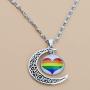 BEKECH Gay Pride Rainbow Necklace Crescent Moon Charm Rainbow Pendant Necklace Gay & Lesbian LGBT Pride Gifts Rainbow Jewelry LGBT Jewelry Lesbian Gift