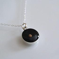 FashionJunkie4Life Sterling Silver Real Mustard Seed Charm Necklace, 18'' Chain, Black Background