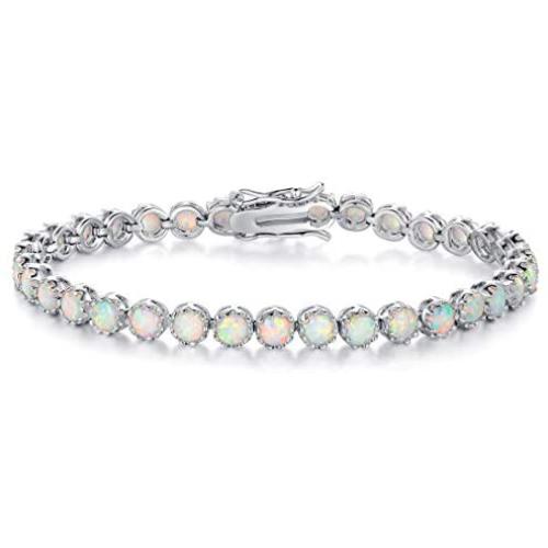 MDFUN 6 Sparkling Creativity Turquoise Adjustable Bracelet, Rhodium Plated Cubic Zirconia Tennis Bracelet for Women Girls
