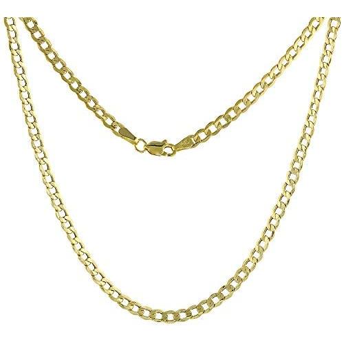 Hollow 10k Yellow Gold 2.5mm - 7mm Cuban/Curb Link Chain Necklace for Men & Women 16-24 inch