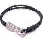 Big Hook Mens Braided Leather Bracelet Black Handcrafted in USA