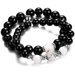 Personalized Couple Bead Bracelet Magnetic Couples Bracelets | 2 Pcs His and Hers Bracelet Distance Couples Bracelet Natural Bead Couples Bracelet Mutual Attraction Bracelets for Valentines Day