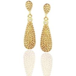 Moonstruck Costume Jewelry Chandelier Champagne Diamond Studded Golden Gold Drop and Dangle Earrings for Women