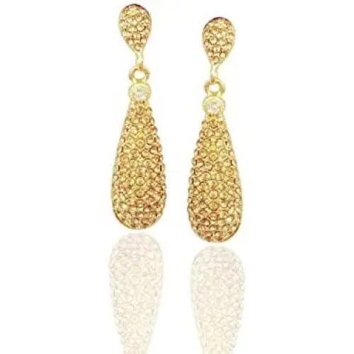 Moonstruck Costume Jewelry Chandelier Champagne Diamond Studded Golden Gold Drop and Dangle Earrings for Women Moonstruck Costume Jewelry Chandelier Champagne Diamond Studded Golden Gold Drop and Dangle Earrings for Women