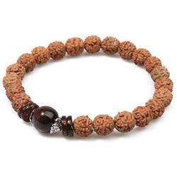 BALIBALI Handmade 5 Mukhi Rudraksha Bracelet Beaded Meditation Wrist Tibetan Bracelet Japa Prayer Charm Bracelets
