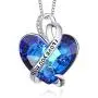 AOBOCO I Love You Mom Necklace Sterling Silver Heart Pendant Embellished with Crystals from Austria, Fine Birthday Jewelry Gifts for Mom Grandma Mother-to-be Mother-in-law Stepmom