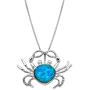 Honolulu Jewelry Company Sterling Silver Simulated Blue Opal Crab Pendant Necklace with 18'' Box Chain