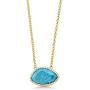 Gem Stone King 925 Sterling Silver Yellow Gold Plated Simulated Turquoise and White CZ Womens Pendant Necklace, 6.60 Cttw with 18 inch Silver Chain