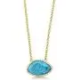 Gem Stone King 925 Sterling Silver Yellow Gold Plated Simulated Turquoise and White CZ Womens Pendant Necklace, 6.60 Cttw with 18 inch Silver Chain