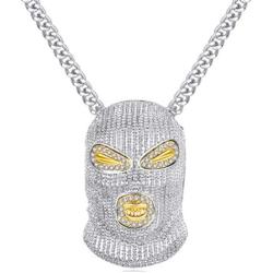 Nsitbbuery Hip Hop Nightclub Bars Plated Alloy Iced Out Mask Pendant Cuban Chain Necklace