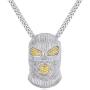 Nsitbbuery Hip Hop Nightclub Bars Plated Alloy Iced Out Mask Pendant Cuban Chain Necklace