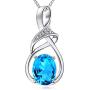 HXZZ Fine Jewelry Natural Gemstone Gifts for Women Sterling Silver Swiss Blue Topaz Amethyst Citrine Pendant Necklace